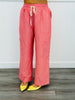 Coral Pink Pinstripe Wide Leg Crop Pants (Reg & Plus)