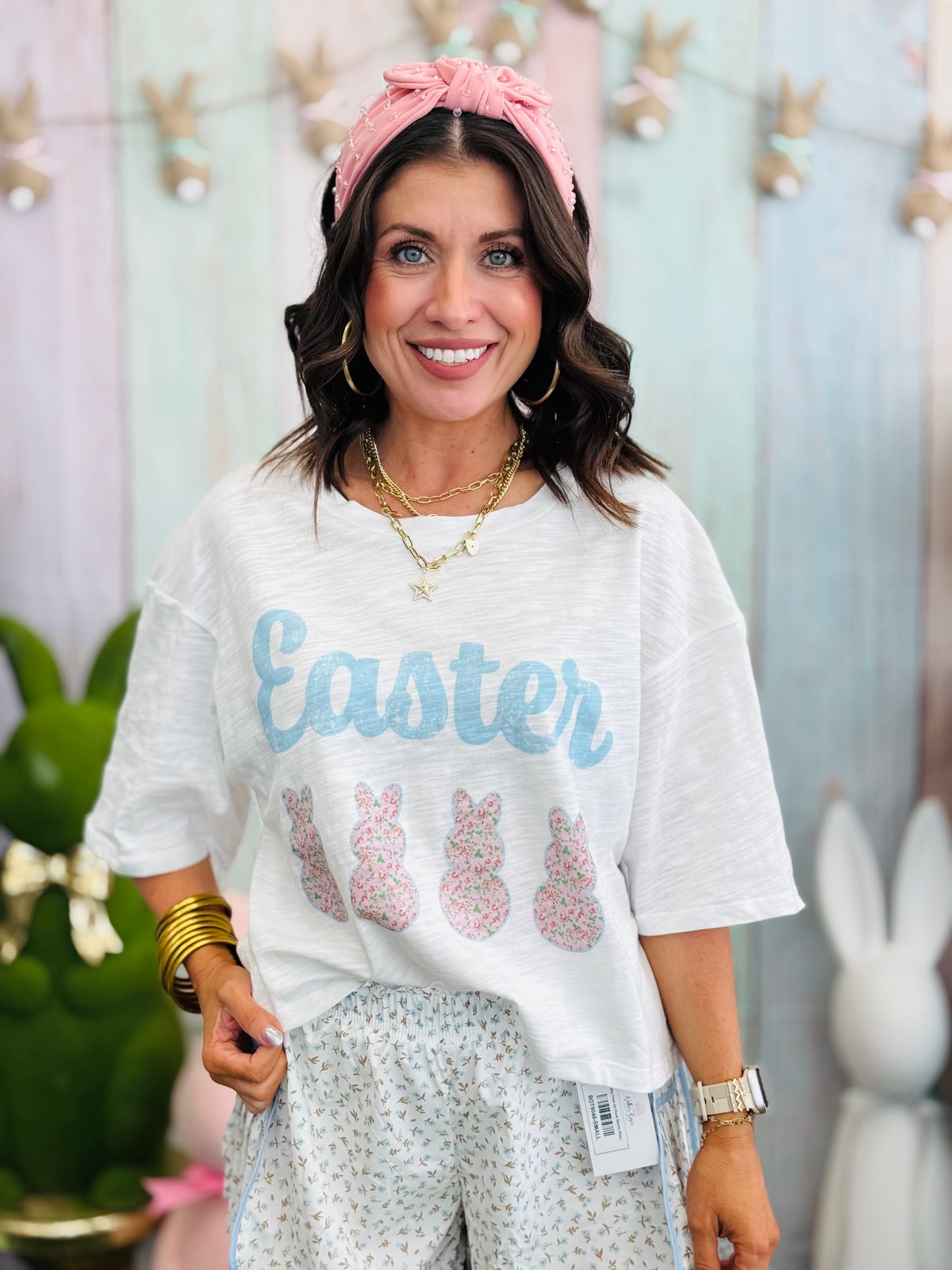 Light Blue/White Easter Bunny Slub Tee (Reg.)