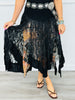 POL Black Print & Lace Front Slit Maxi Skirt (Reg.)
