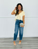 Pale Yellow Embroidered Lace Satin Blouse (Reg & Plus)