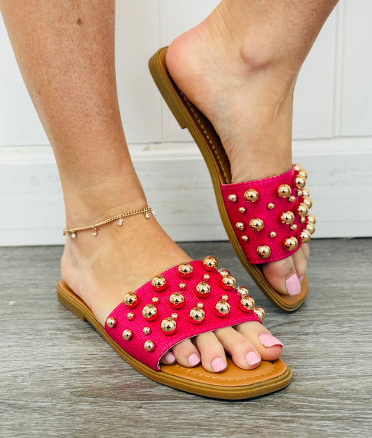 Fuchsia Seriously Studded Slide