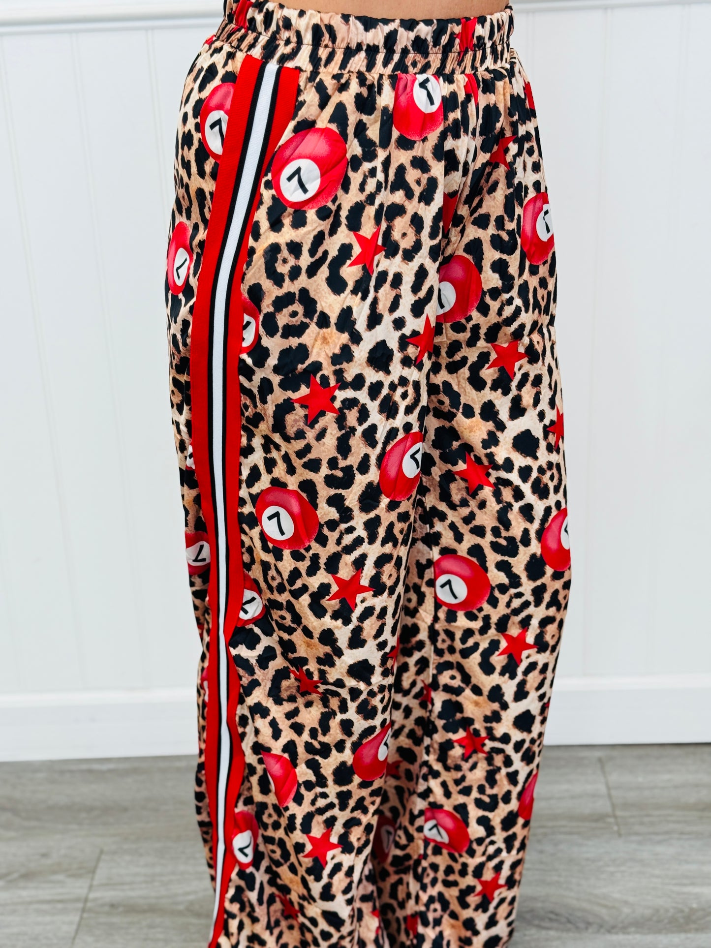 Leopard Number 7 Ball Side Stripe Pants (Reg. and Plus)