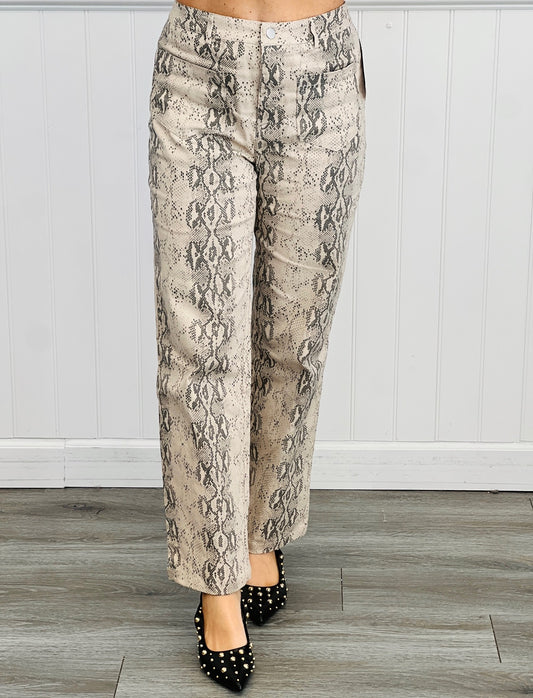 Snakeskin Print Stretch Pants (Reg.)