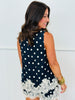 Sleeveless Scallop Lace Trim Polka Dot Top (Reg.)- 3 Colors