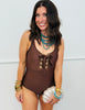 Chocolate Coastal Couture One Piece Swimsuit (Reg. & Plus)