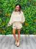 Queen Of Sparkles Beige Shell Trim Sweatshirt (Reg. and Plus)