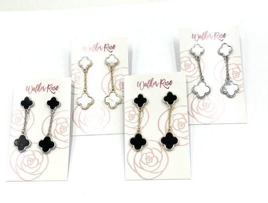 WP - Double Clover Dangle Earrings - 4 Options