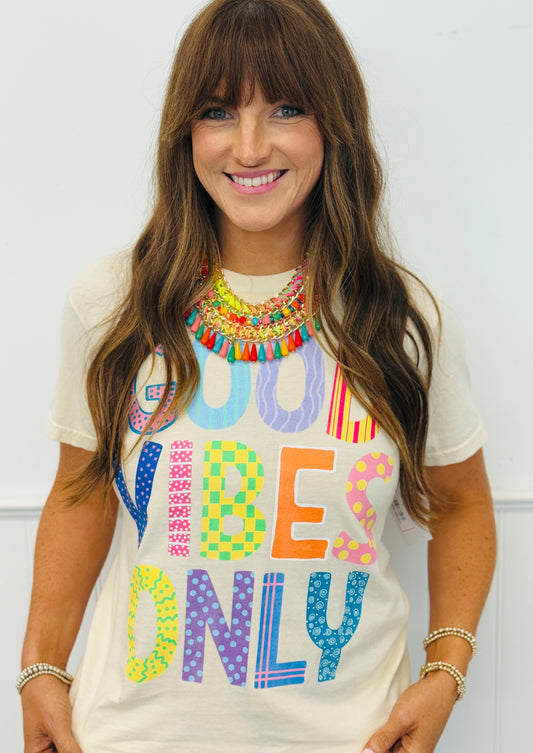 Cream Good Vibes Only Tee (Reg. and Plus)
