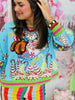 Queen Of Sparkles Aqua Vintage Santa Gingerbread House Sweatshirt (Reg. & Plus)
