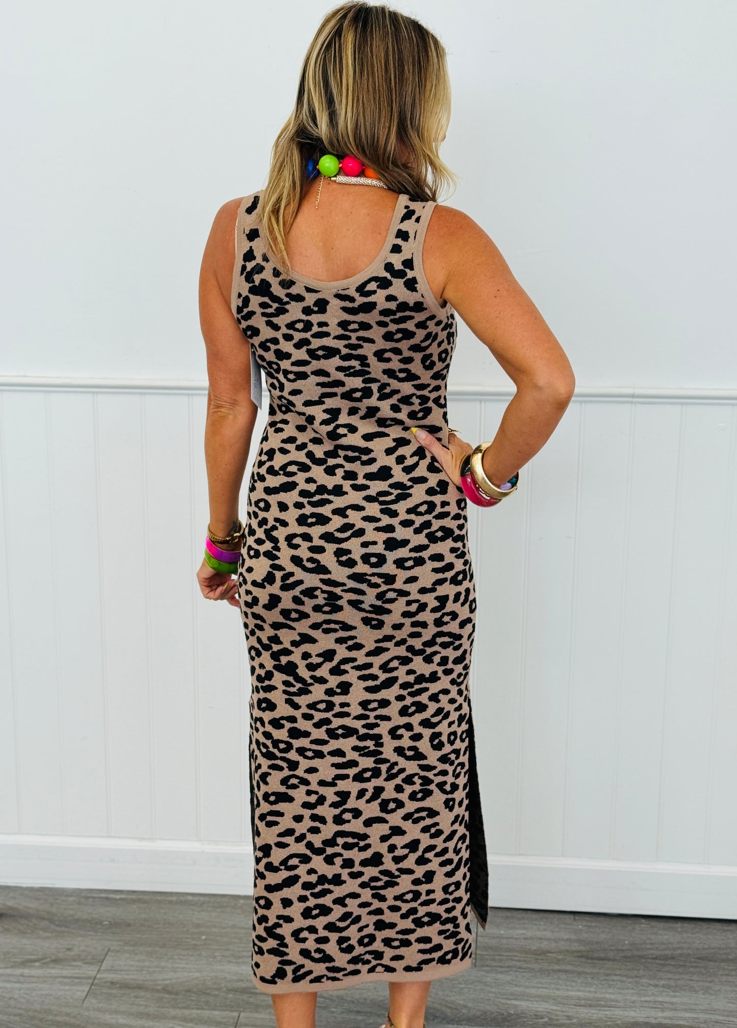 Sleeveless Leopard Print Midi Dress (Reg.)
