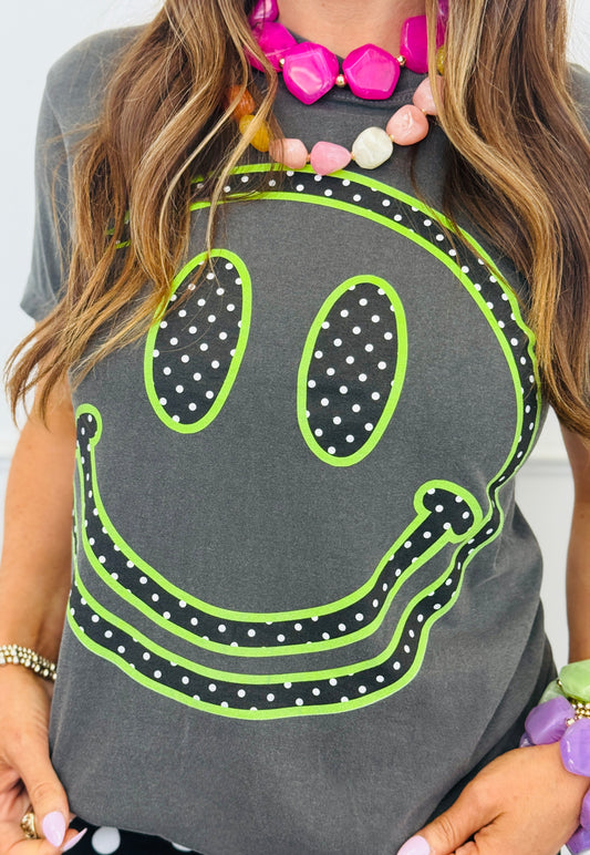 Green Polka Dot Happy Face Tee (Reg. and Plus)