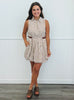 Brown Striped Bubble Hem Mini Dress (Reg.)