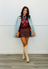 Blue Polka Dot Zip Up Shacket (Reg & Plus)