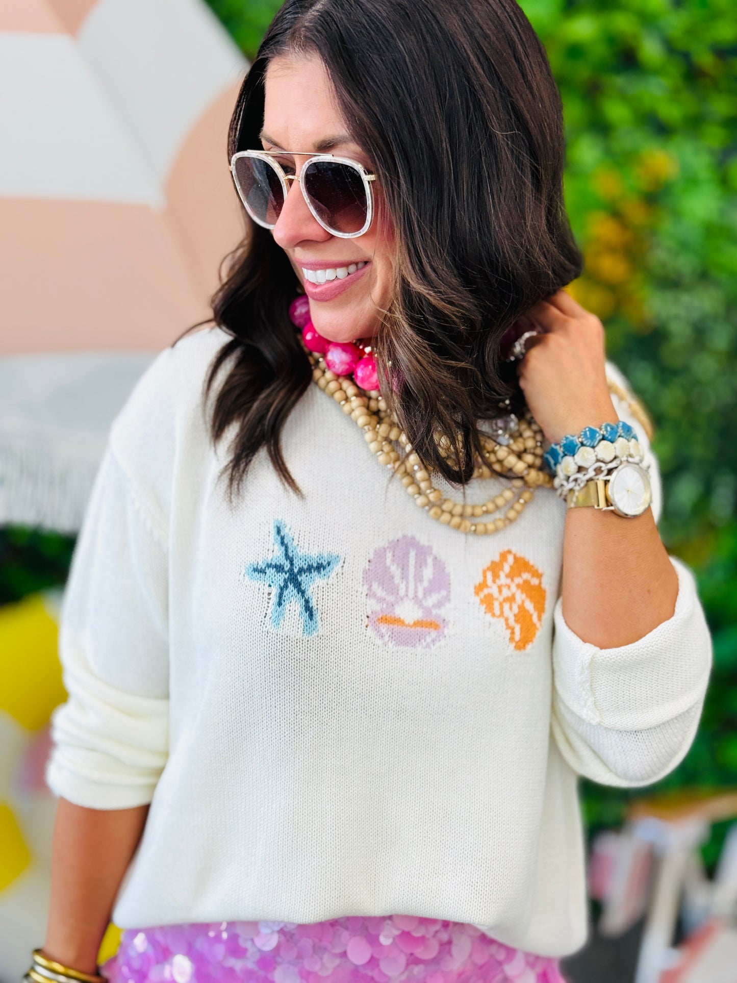 Cream By The Seashore Sweater Top (Reg.)