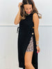 Sleeveless Side Slit Gold Button Sleeveless Sweater Top (Reg.) - 2 Colors