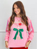 Pink Christmas Cocktail Sequin Sleeve Sweatshirt (Reg. and Plus)