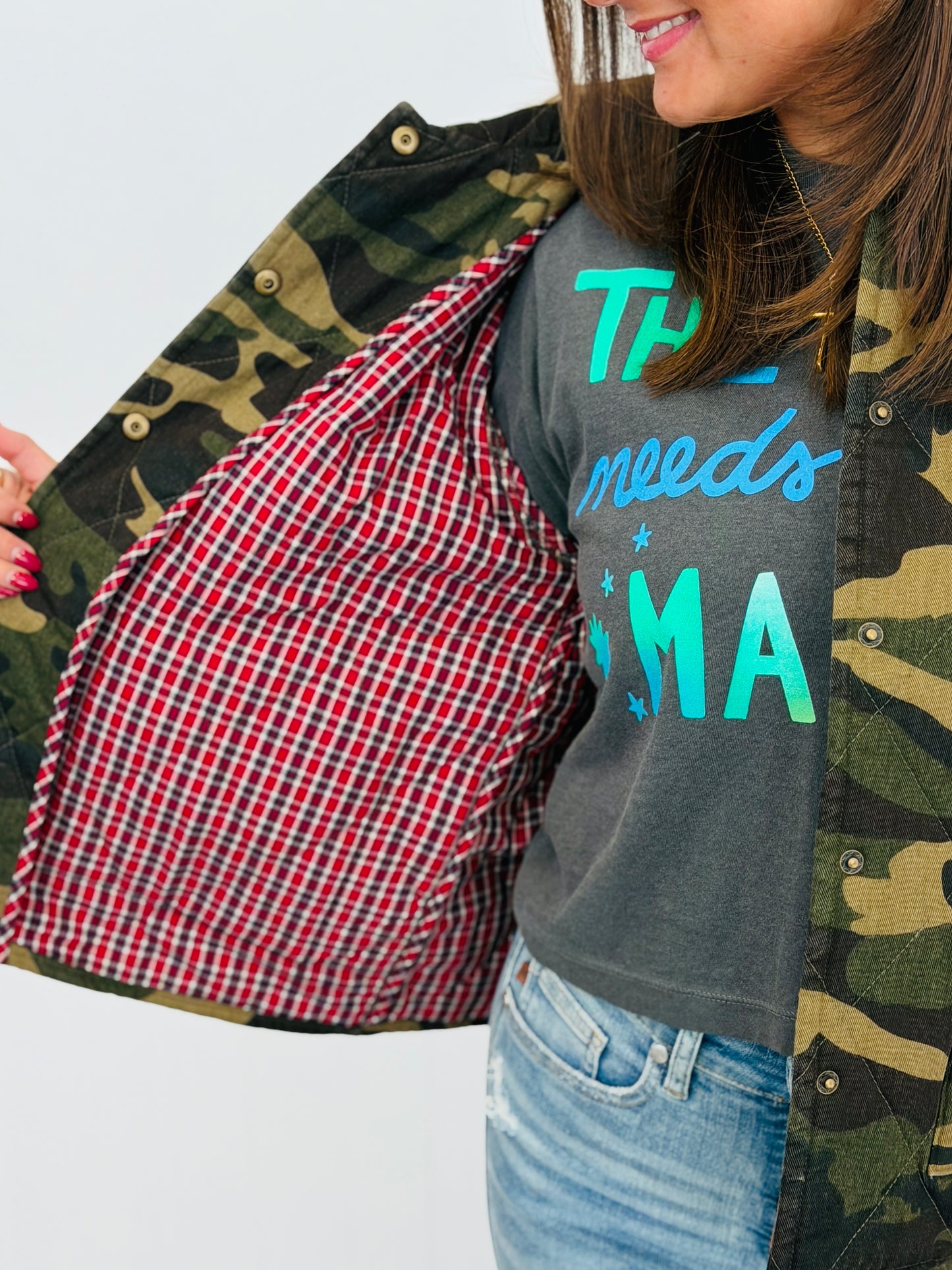 Camouflage Contrast Quilted Jacket (Reg.)