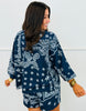 Navy Bandana Paisley Print Henley Top & Shorts Set (Reg.)