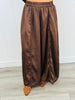 Dk Brown Lace Trim Satin Pants (Reg. and Plus)