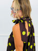 Brown Polka Dot Adjustable Tie Neck Sleeveless Mini Dress (Reg.)