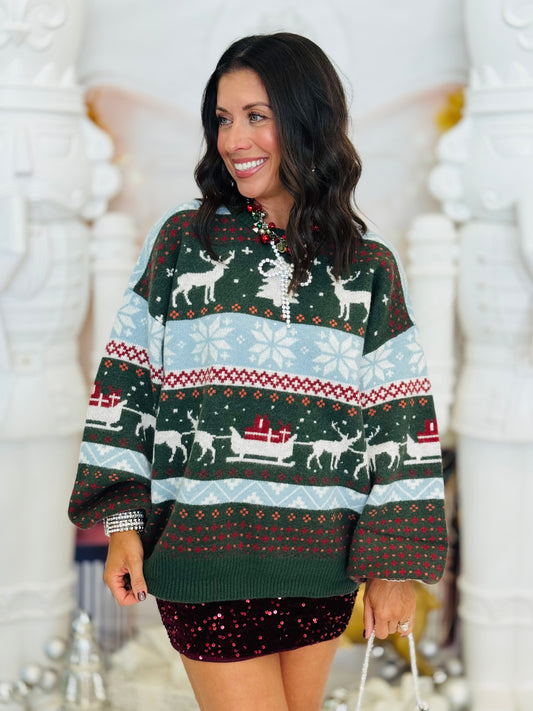 Green Christmas Cheer Sweater Top (Reg.)