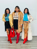 Camel Faux Suede Open Front Cardigan (Reg. and Plus)