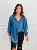 Dk Denim Flower Rhinestones Button Down Top (Reg.)
