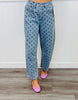 Blue Denim Polka Dot Wide Leg Pants (Reg.)