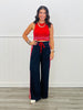 Navy Side Stripe Drawstring Pants (Reg. and Plus)