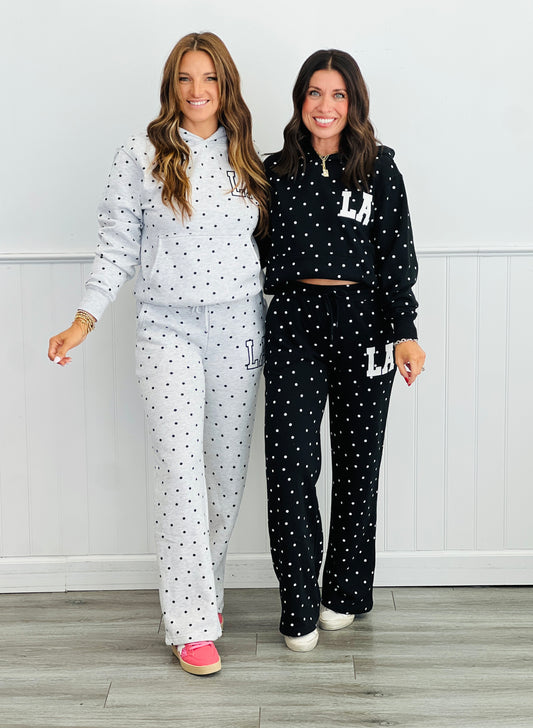 Fleece Polka Dot LA Patch Joggers  (Reg.)-2 Colors