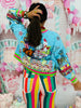 Queen Of Sparkles Aqua Vintage Santa Gingerbread House Sweatshirt (Reg. & Plus)