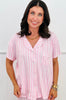 Pink Striped Button Up Pajama Top (Reg.)