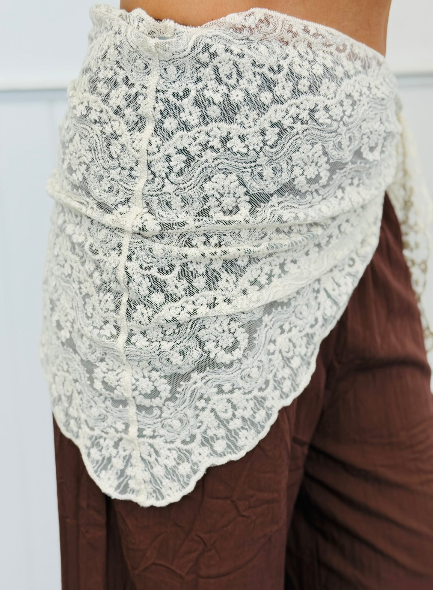 Brown Wide Leg Pants With Scarf (Reg.)