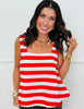 Red/White Stripe Flowy Tank Top (Reg.)