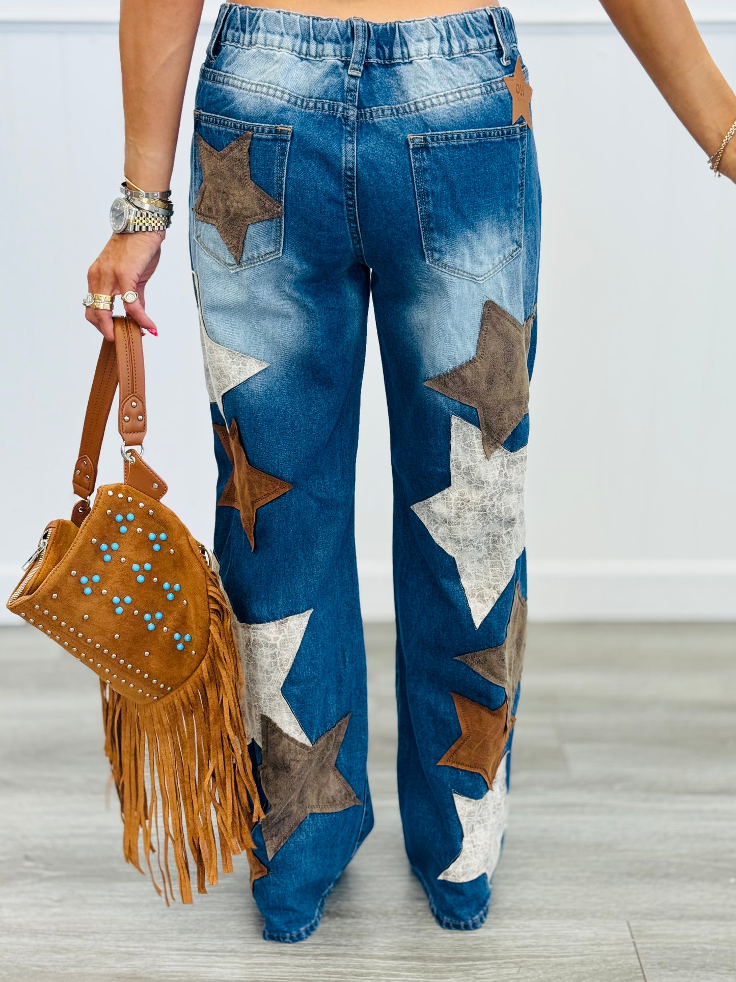 Oli & Hali Washed Denim Star Patch Jeans  (Reg.)
