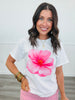 White Contrast Flower Graphic Tee (Reg & Plus)