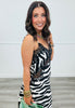 Zebra Print Lace Detail Mini Dress (Reg.)