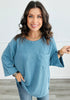 Andree Ribbed 3/4 Sleeve Oversized Top (Reg. & Plus)- 8 Colors