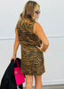 Brown/Black Tiger Print Sleeveless Mini Dress (Reg.)