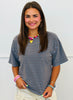 Dusty Blue Striped Fleece Tee (Reg.)