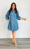 Denim Flare Mini Dress (Reg. and Plus)