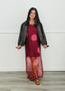 Burgundy Polka Dot Sheer Overlay Midi Dress (Reg.)
