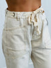 Cream Grommet Waist Denim Barrel Pants (Reg.)