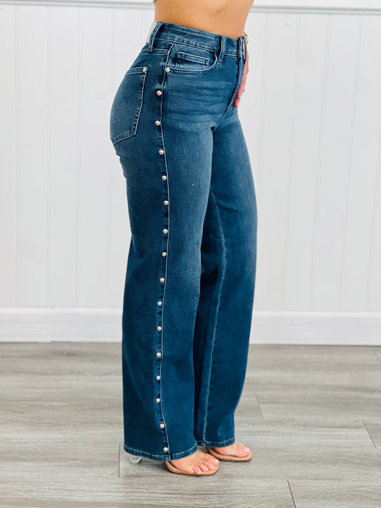 Judy Blue Studded In Sweetness Straight Jeans (Reg. and Plus)