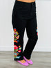 Black Denim Floral Embroidered Pants (Reg.)