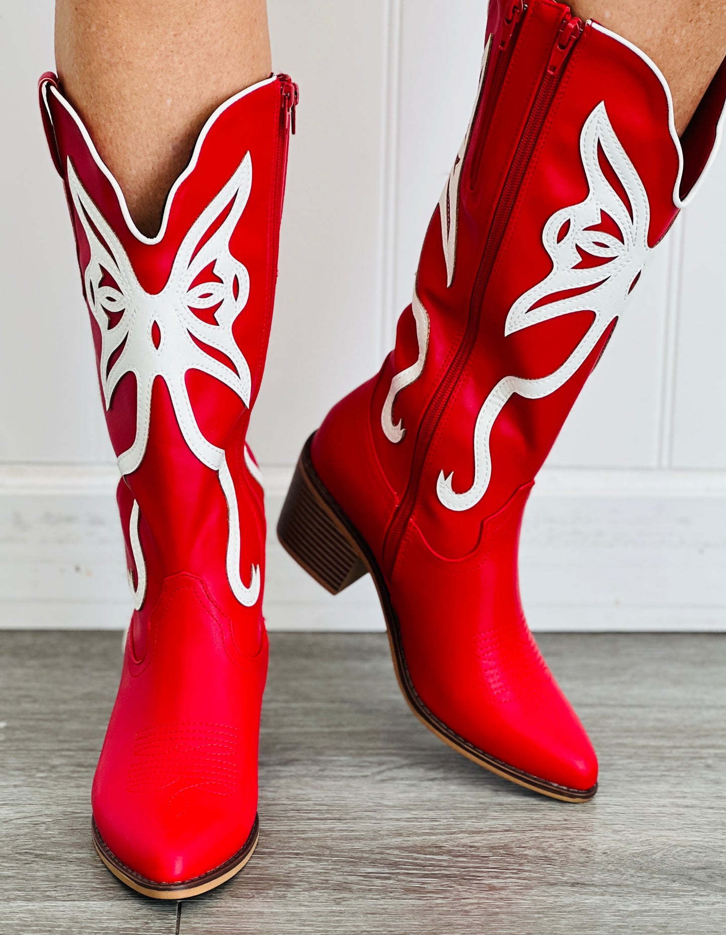 Red Flutter On By Boots