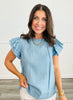 Haze Blue Frill Ruffle Blouse (Reg)