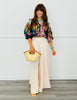 Leaves Printed Satin Top (Reg.) - 2 Colors