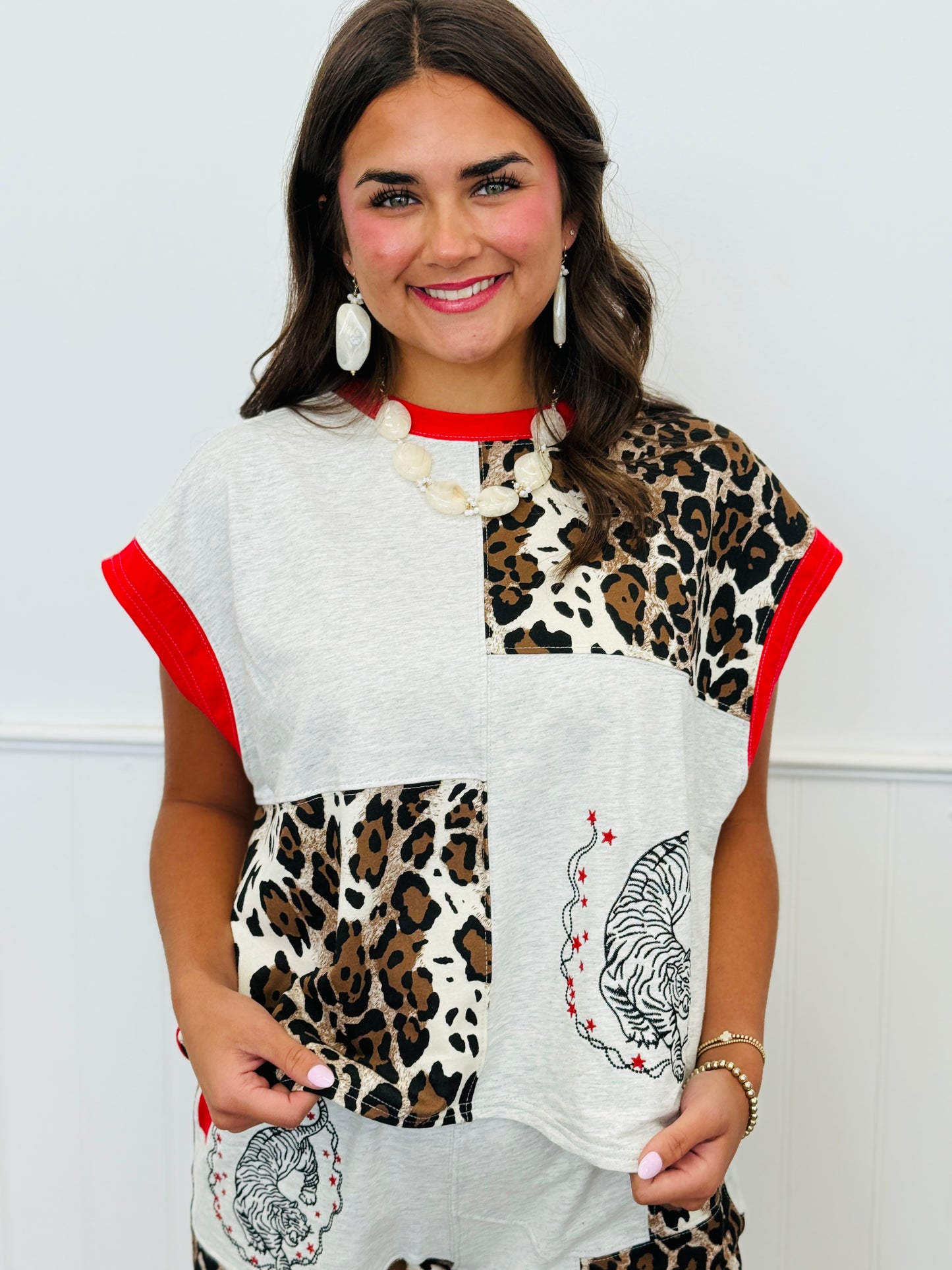 Heather Grey Multi Colorblock Top & Shorts Set (Reg. and Plus)