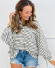 Striped Henley Collared Top (Reg.)-4 Colors